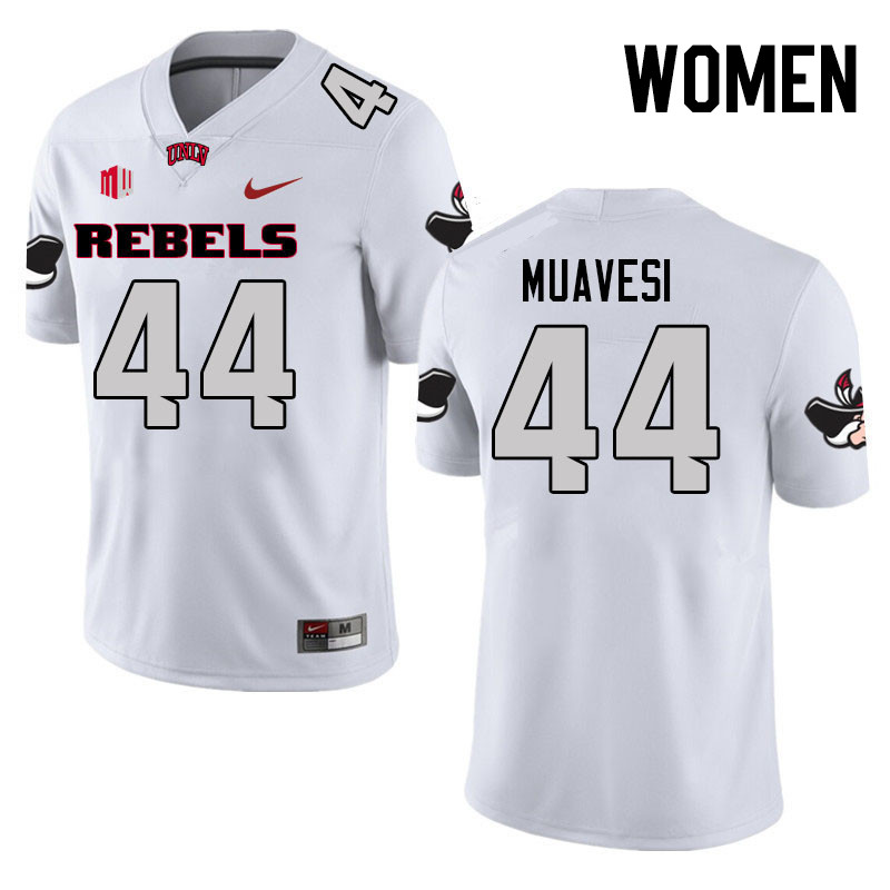 Women #44 Waisale Muavesi UNLV Rebels College Football Jerseys Stitched Sale-White - Click Image to Close